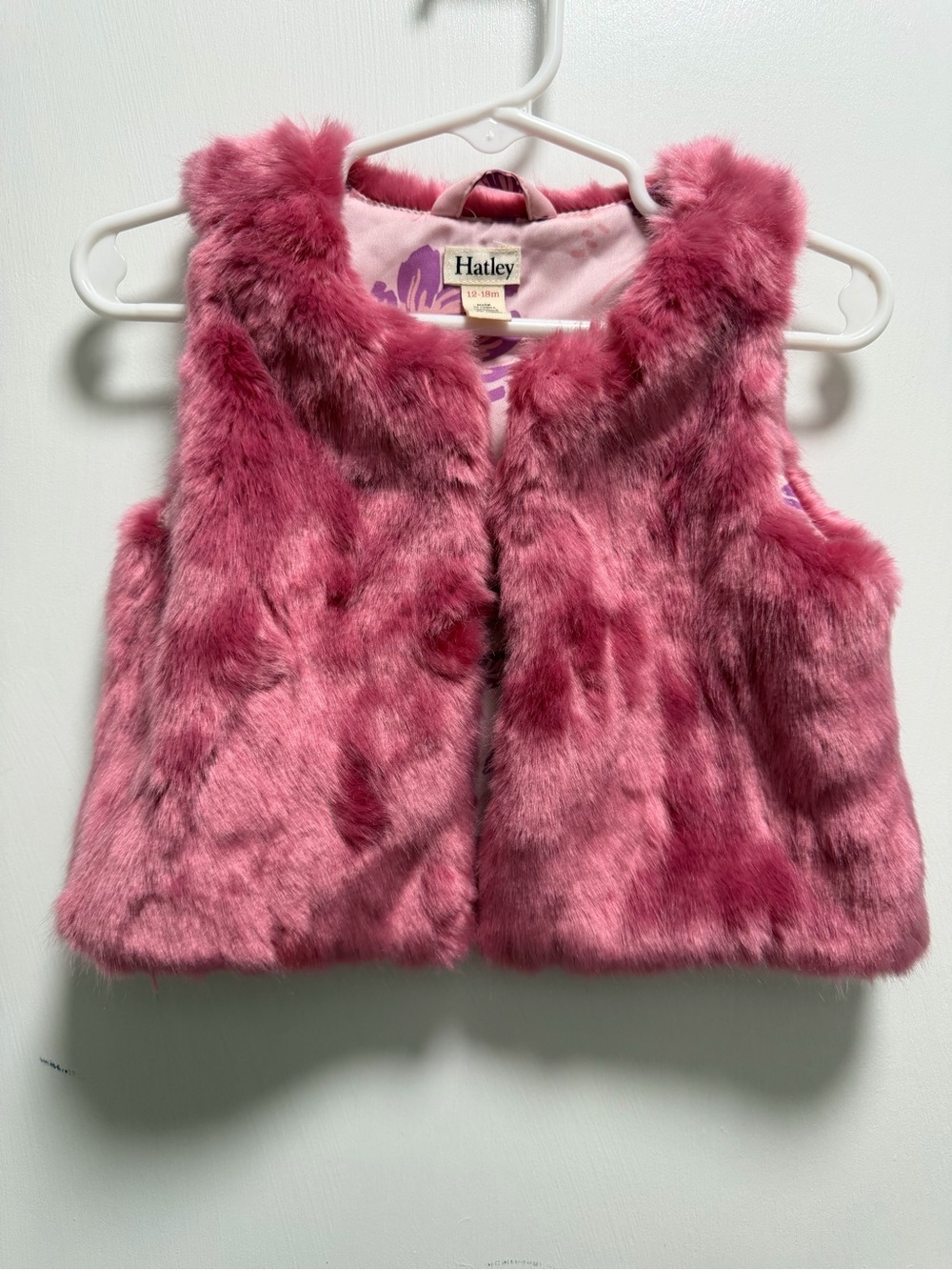 Hatley Girls Ivory Faux Fur Vest 12-18 Months Floral Elegant Wedding Girl
